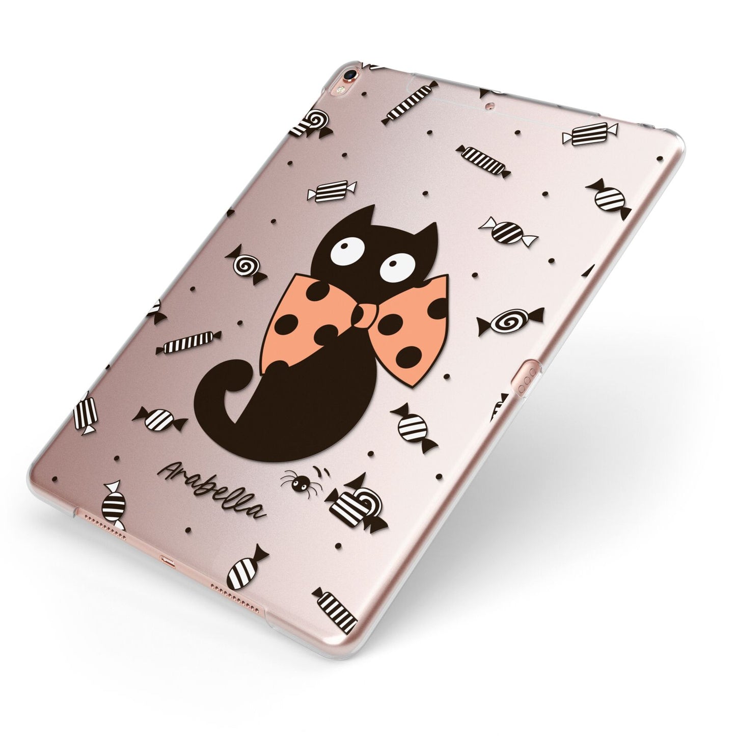 Personalised Halloween Cat Apple iPad Case on Rose Gold iPad Side View