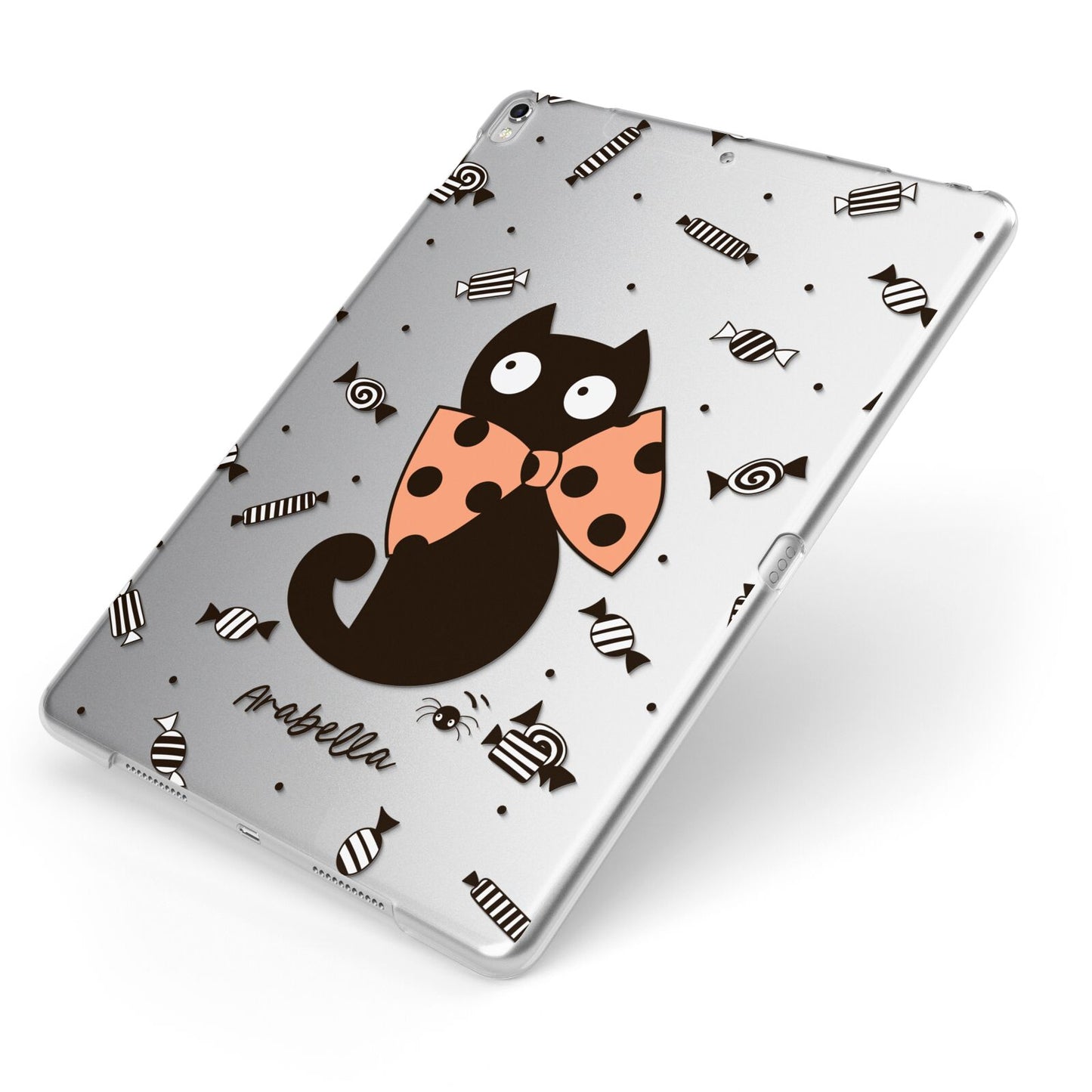 Personalised Halloween Cat Apple iPad Case on Silver iPad Side View