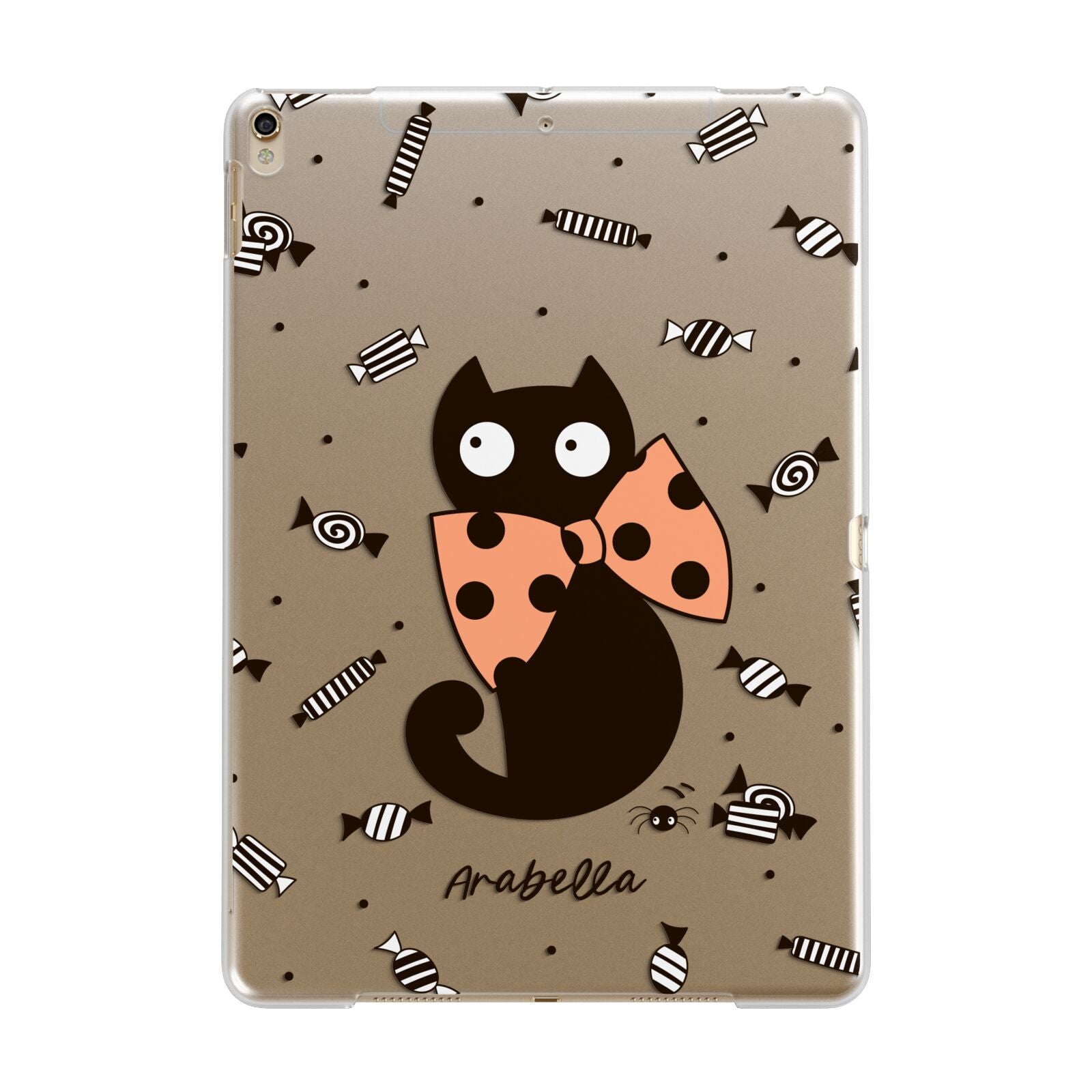 Personalised Halloween Cat Apple iPad Gold Case