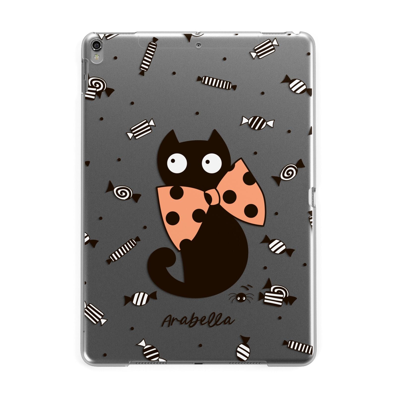 Personalised Halloween Cat Apple iPad Grey Case