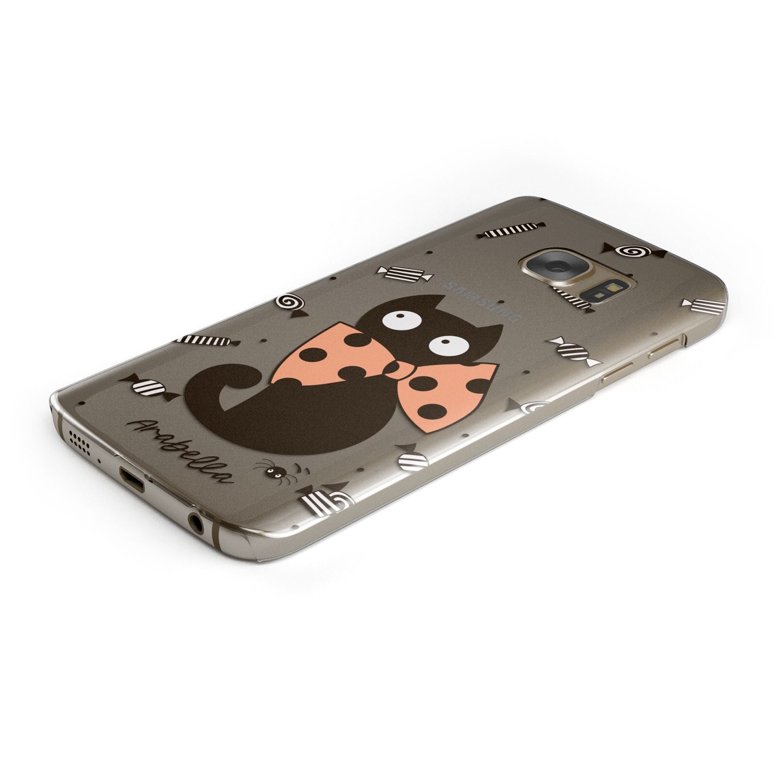 Personalised Halloween Cat Protective Samsung Galaxy Case Angled Image