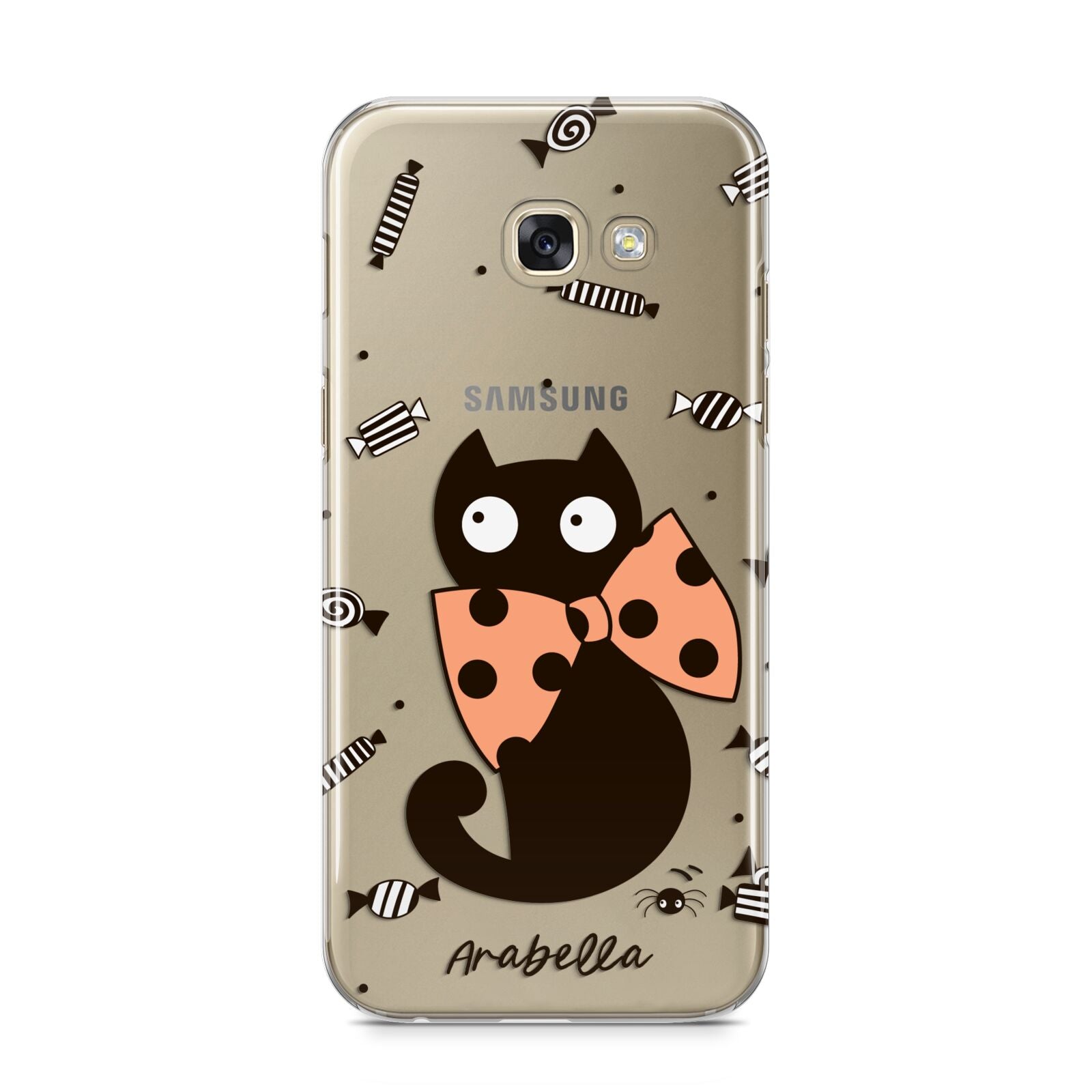 Personalised Halloween Cat Samsung Galaxy A5 2017 Case on gold phone