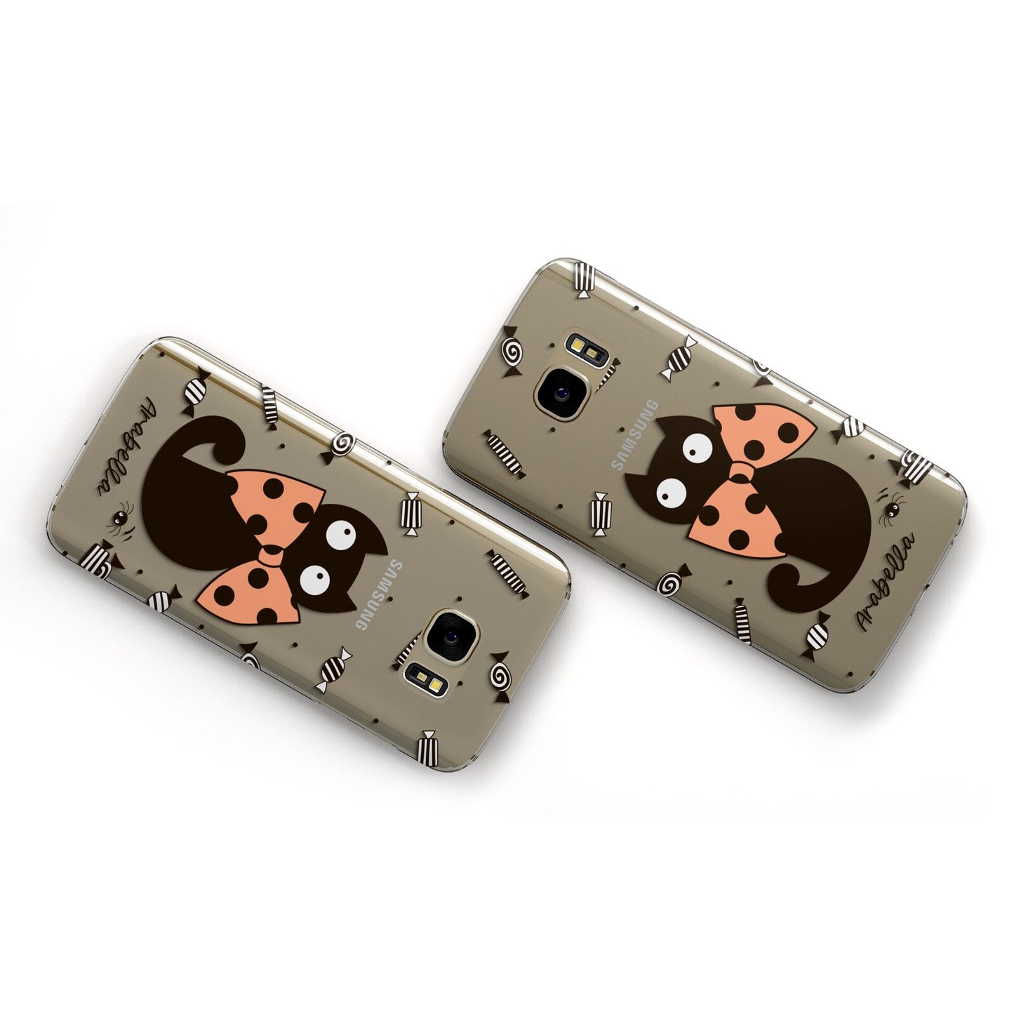 Personalised Halloween Cat Samsung Galaxy Case Flat Overview