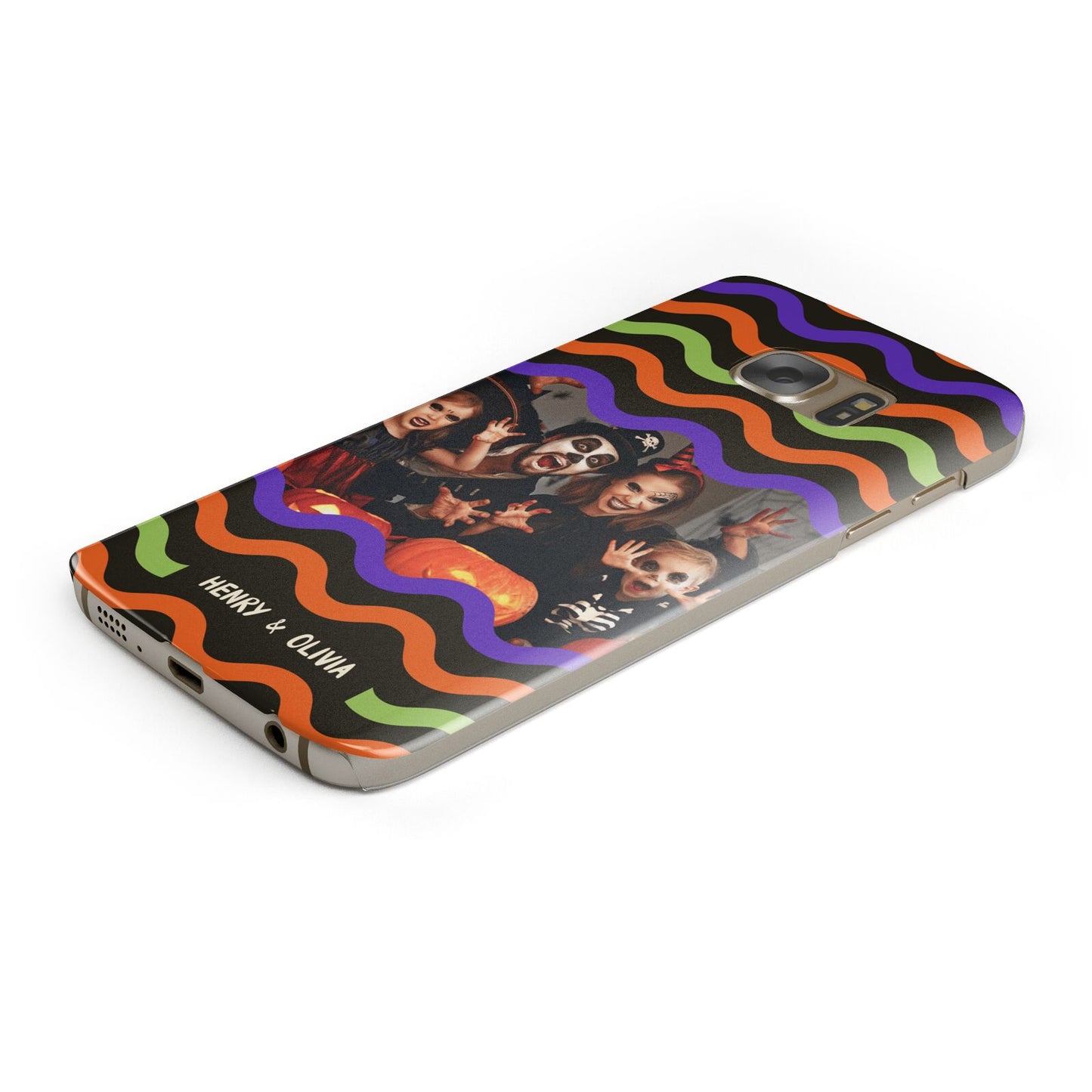 Personalised Halloween Colours Photo Protective Samsung Galaxy Case Angled Image