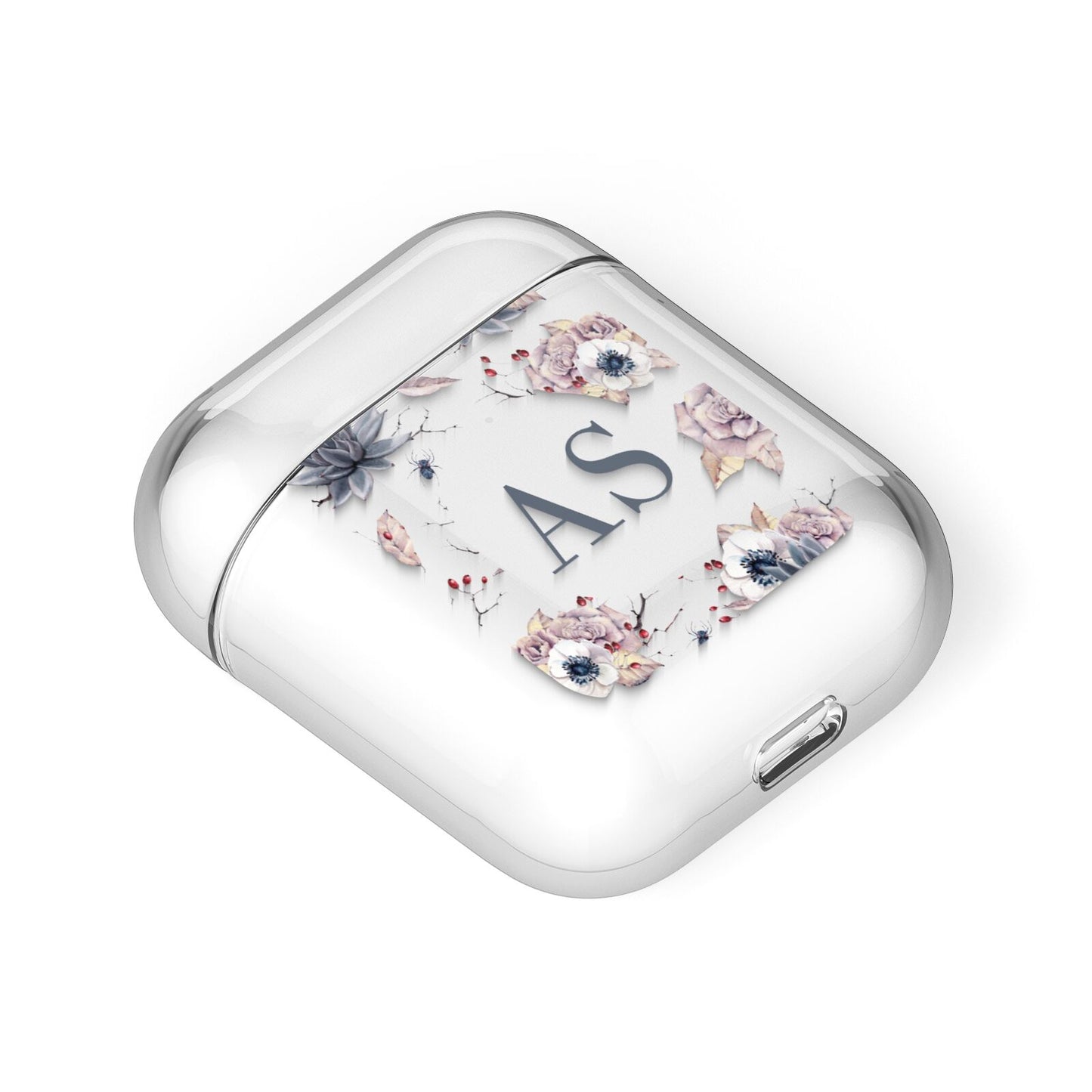 Personalised Halloween Floral AirPods Case Laid Flat