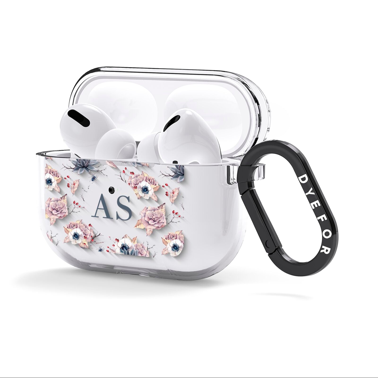 Personalised Halloween Floral AirPods Clear Case 3rd Gen Side Image