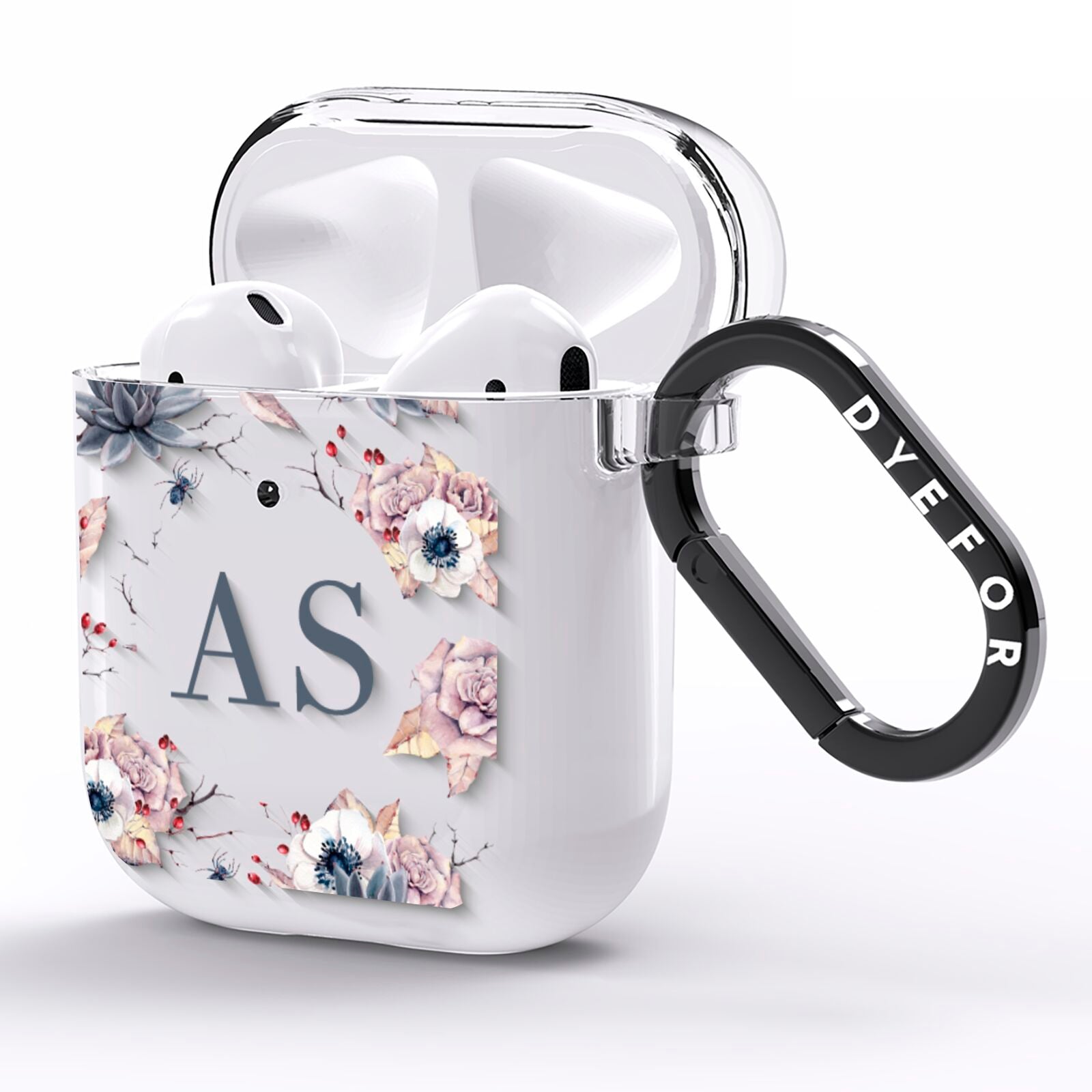 Personalised Halloween Floral AirPods Clear Case Side Image