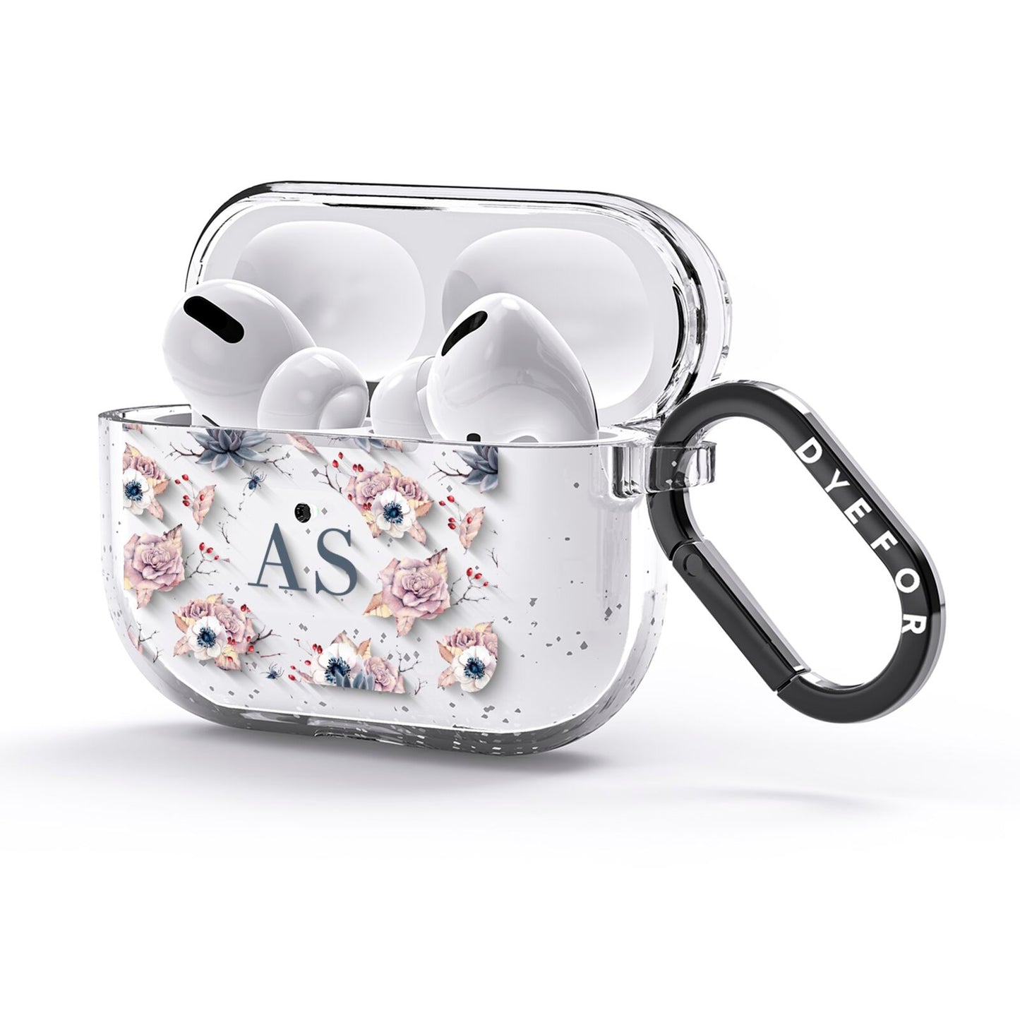 Personalised Halloween Floral AirPods Glitter Case 3rd Gen Side Image