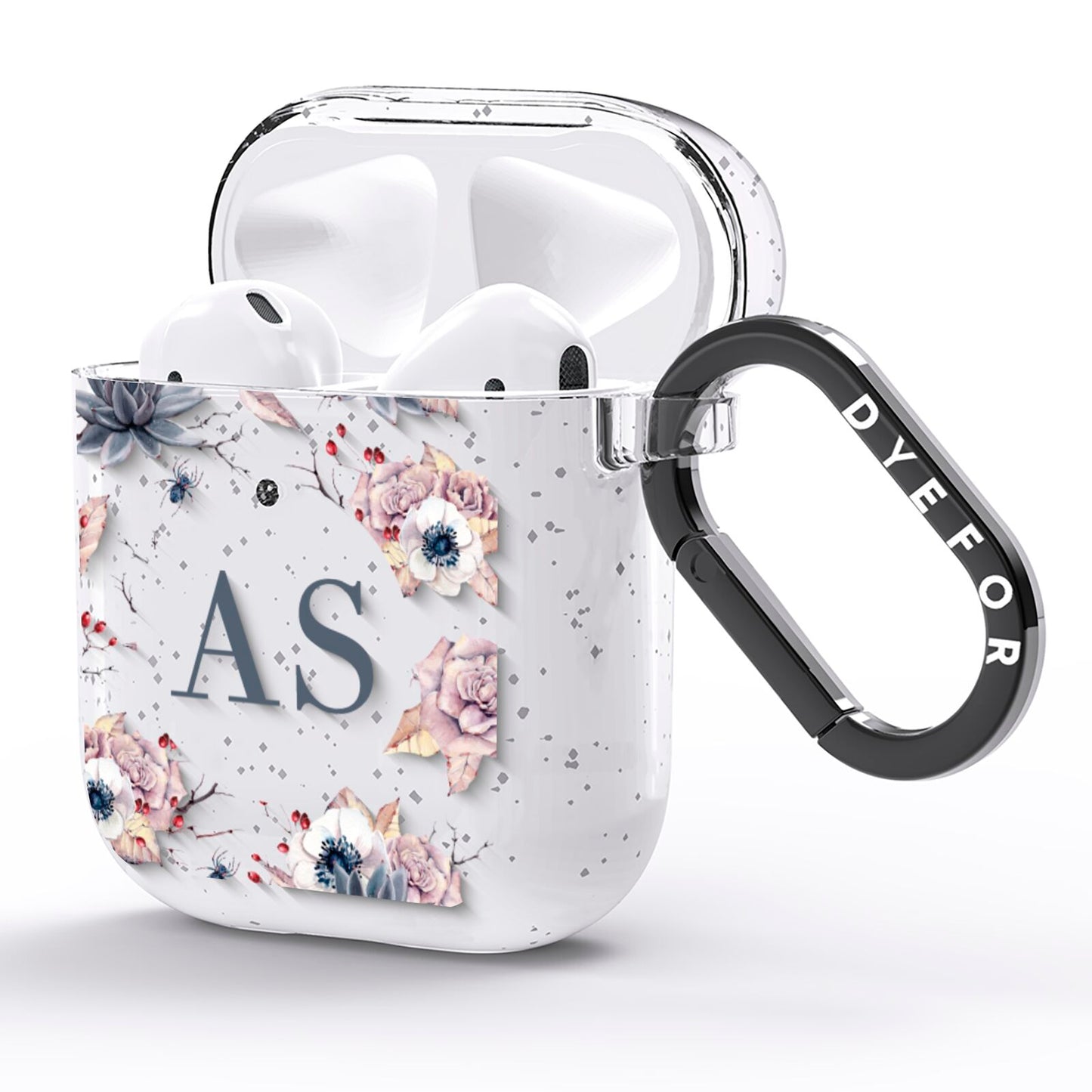 Personalised Halloween Floral AirPods Glitter Case Side Image