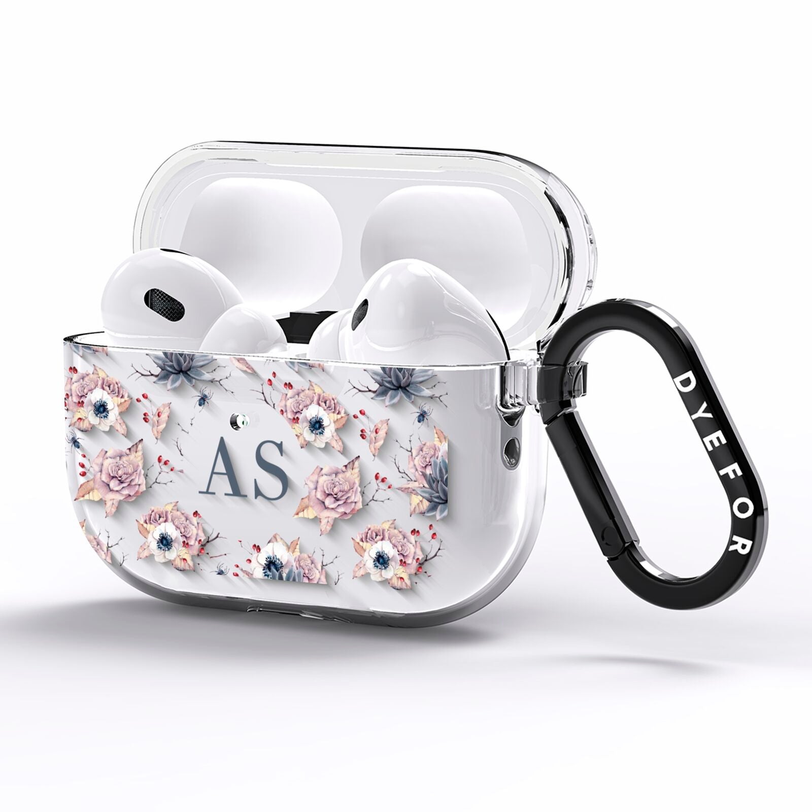 Personalised Halloween Floral AirPods Pro Clear Case Side Image