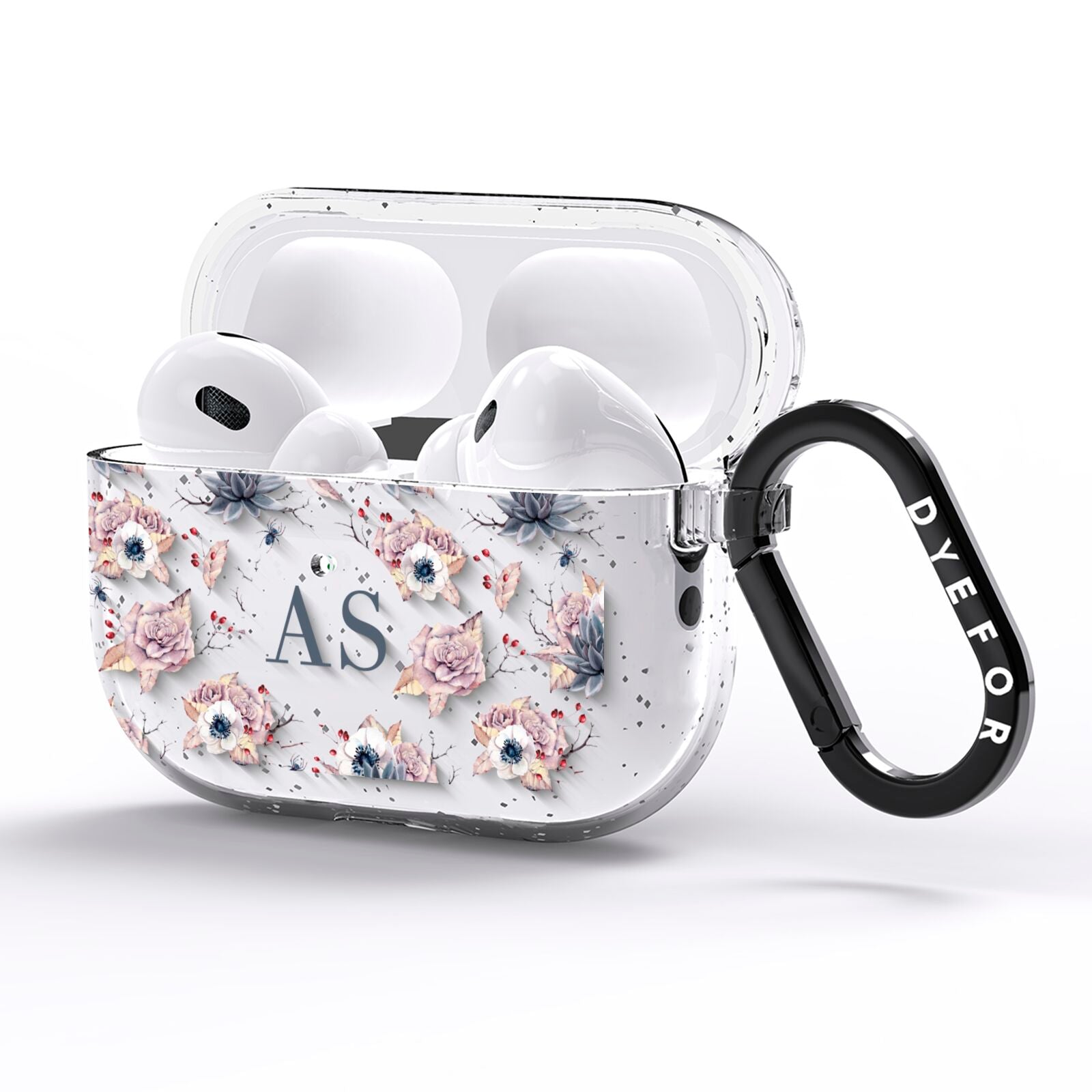 Personalised Halloween Floral AirPods Pro Glitter Case Side Image