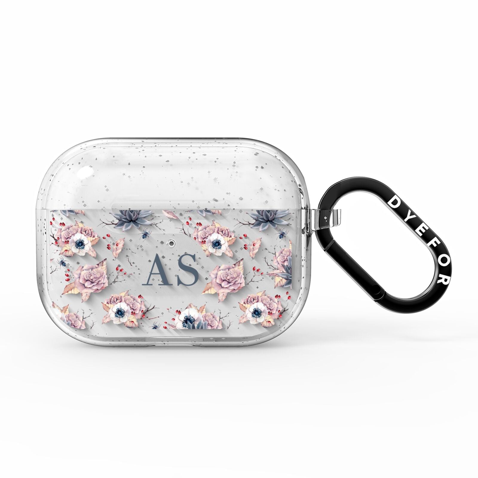 Personalised Halloween Floral AirPods Pro Glitter Case