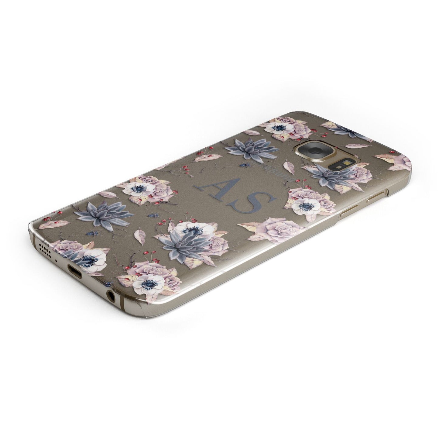 Personalised Halloween Floral Protective Samsung Galaxy Case Angled Image