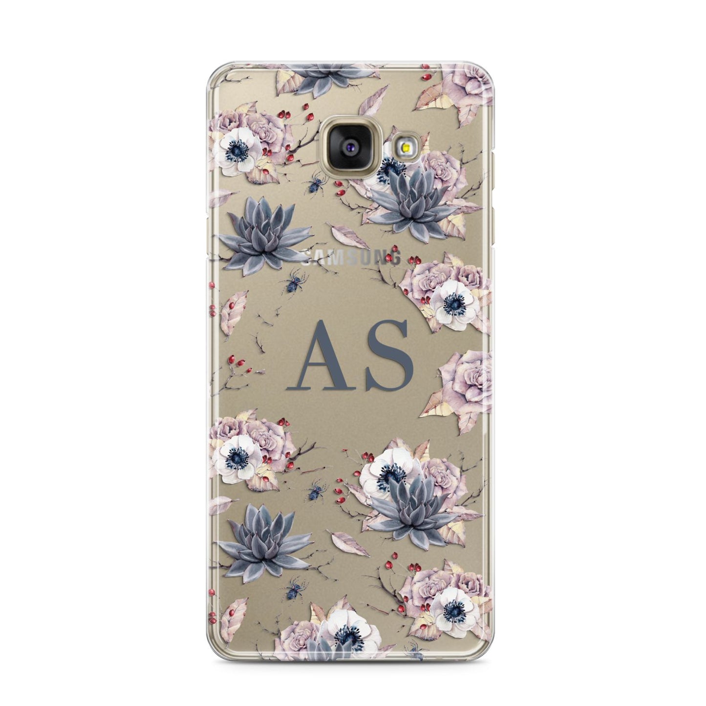 Personalised Halloween Floral Samsung Galaxy A3 2016 Case on gold phone