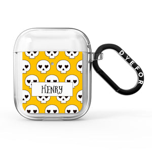 Personalised Halloween Heart Skulls AirPods Case