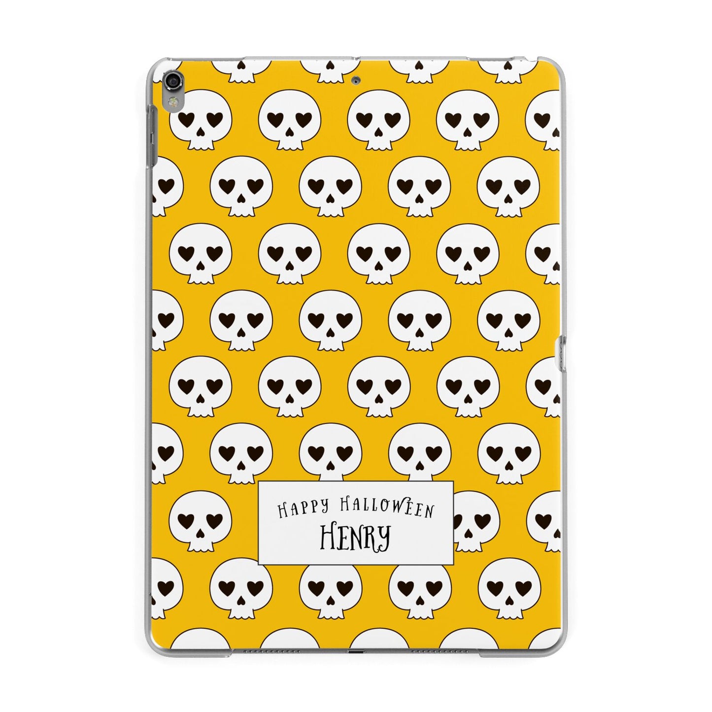 Personalised Halloween Heart Skulls Apple iPad Grey Case