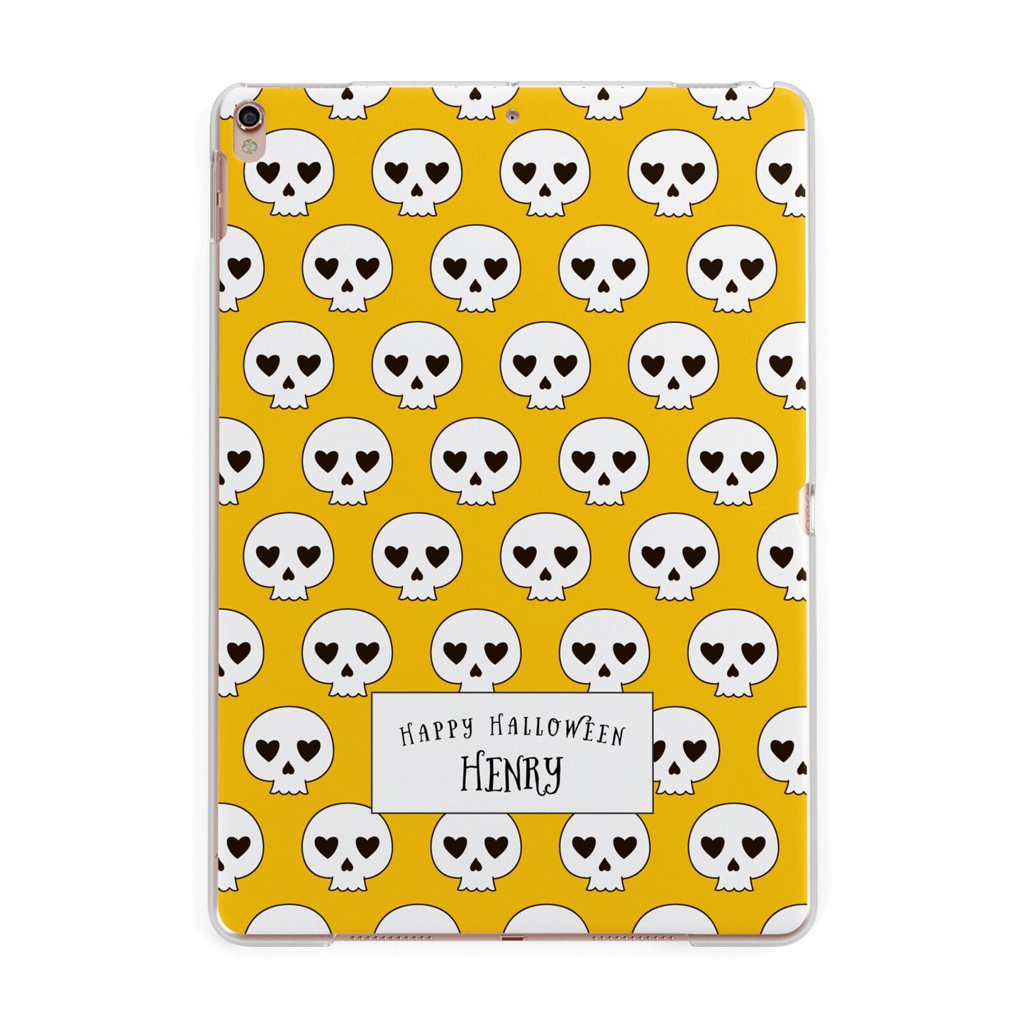 Personalised Halloween Heart Skulls Apple iPad Rose Gold Case