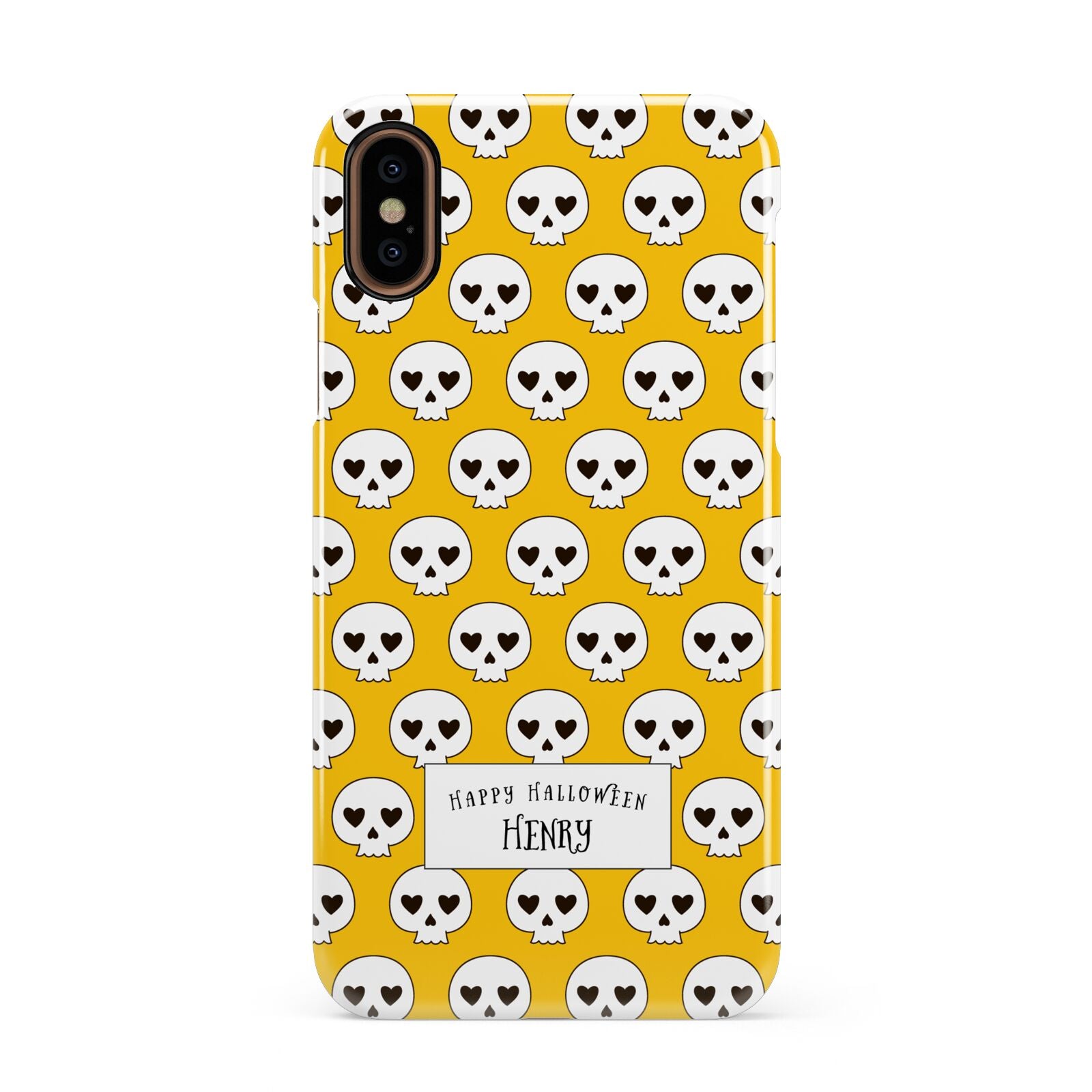 Personalised Halloween Heart Skulls Apple iPhone XS 3D Snap Case