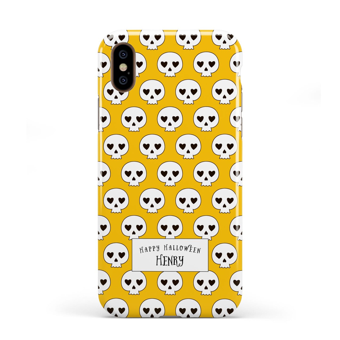 Personalised Halloween Heart Skulls Apple iPhone XS 3D Tough