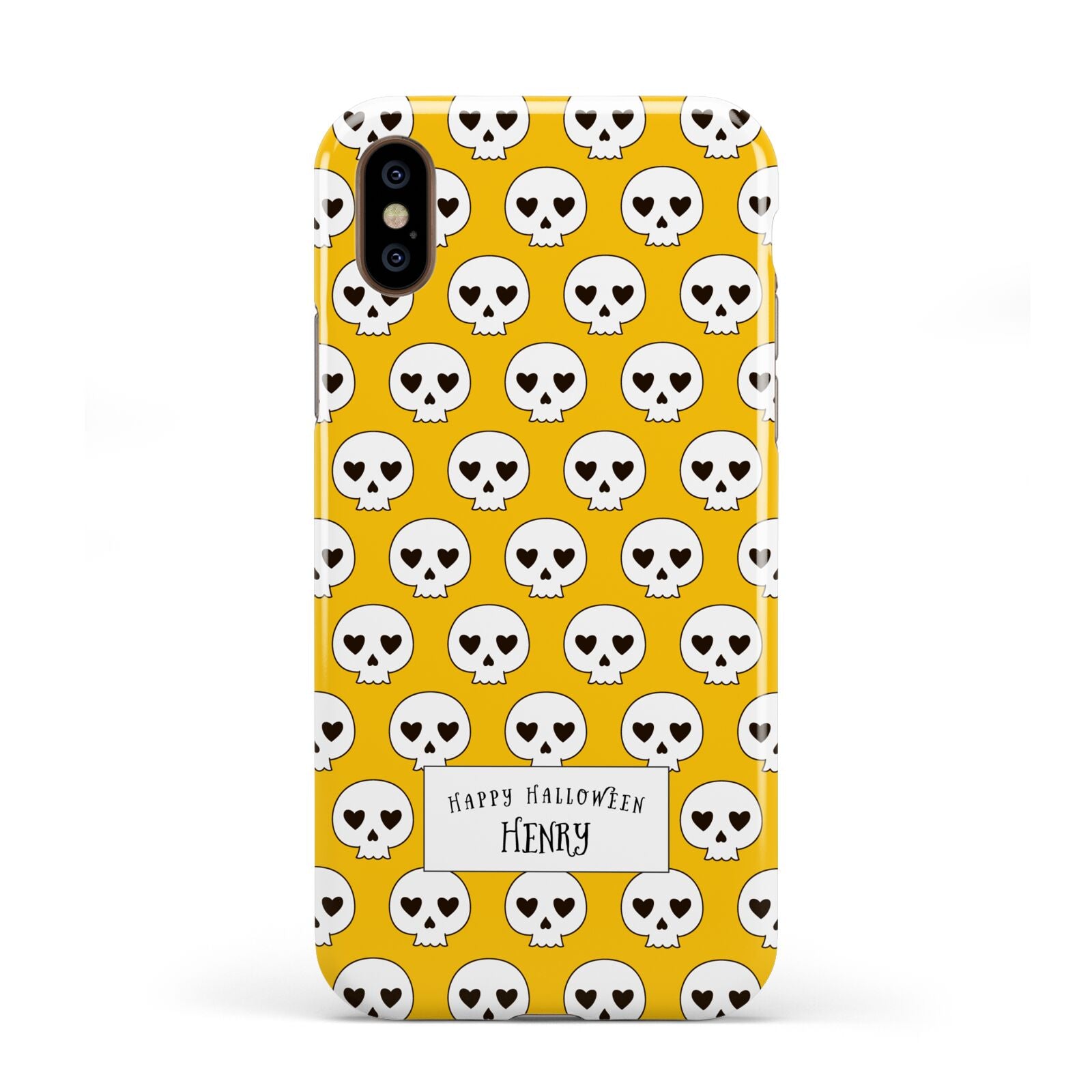 Personalised Halloween Heart Skulls Apple iPhone XS 3D Tough