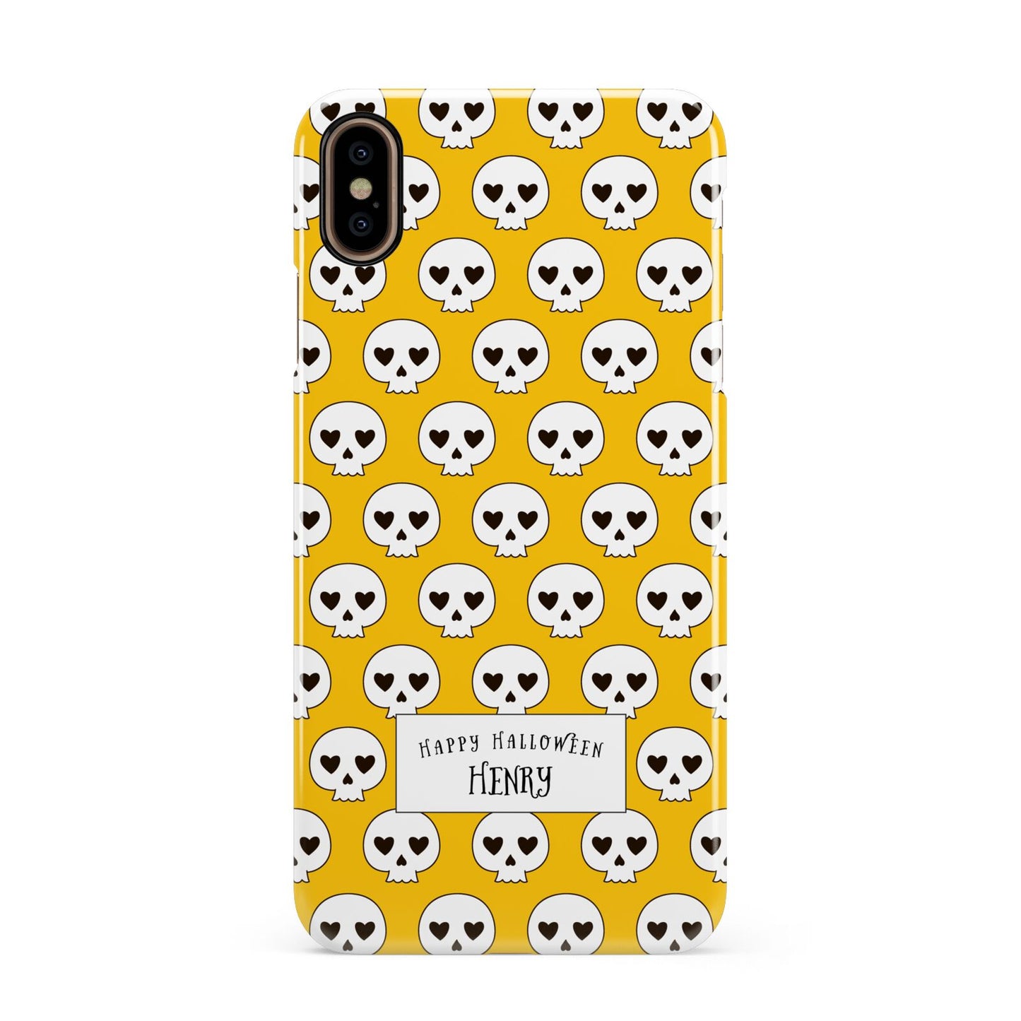 Personalised Halloween Heart Skulls Apple iPhone Xs Max 3D Snap Case