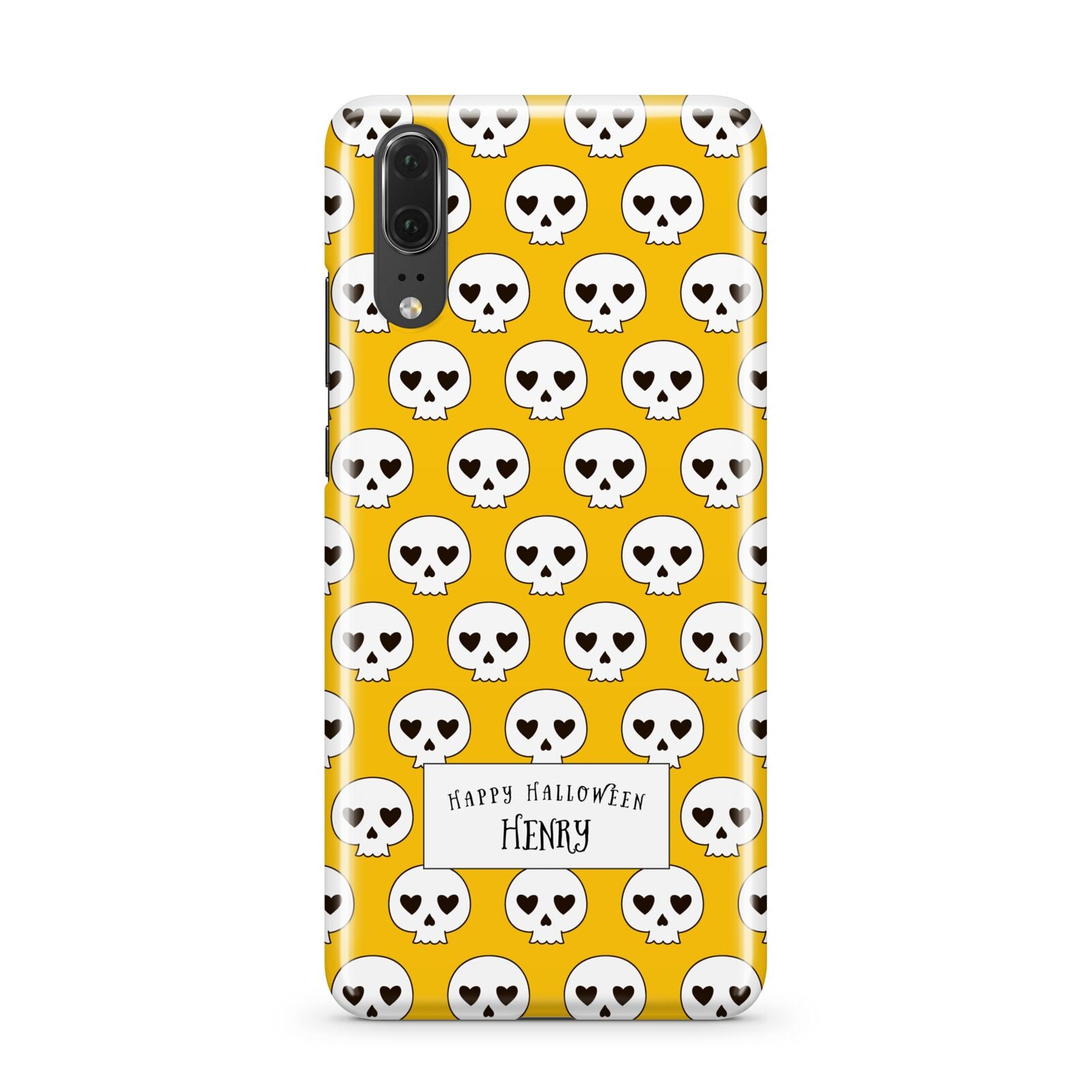 Personalised Halloween Heart Skulls Huawei P20 Phone Case