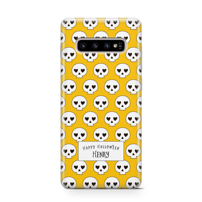 Personalised Halloween Heart Skulls Samsung Galaxy S10 Case