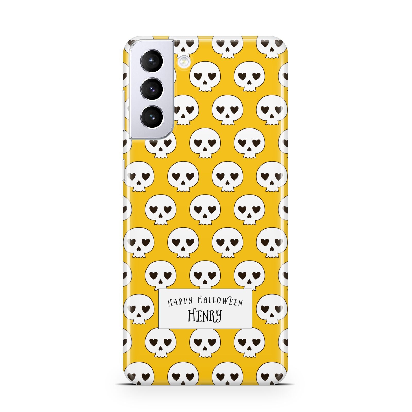 Personalised Halloween Heart Skulls Samsung S21 Plus Case