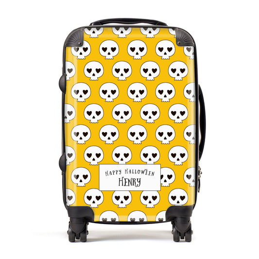 Personalised Halloween Heart Skulls Suitcase