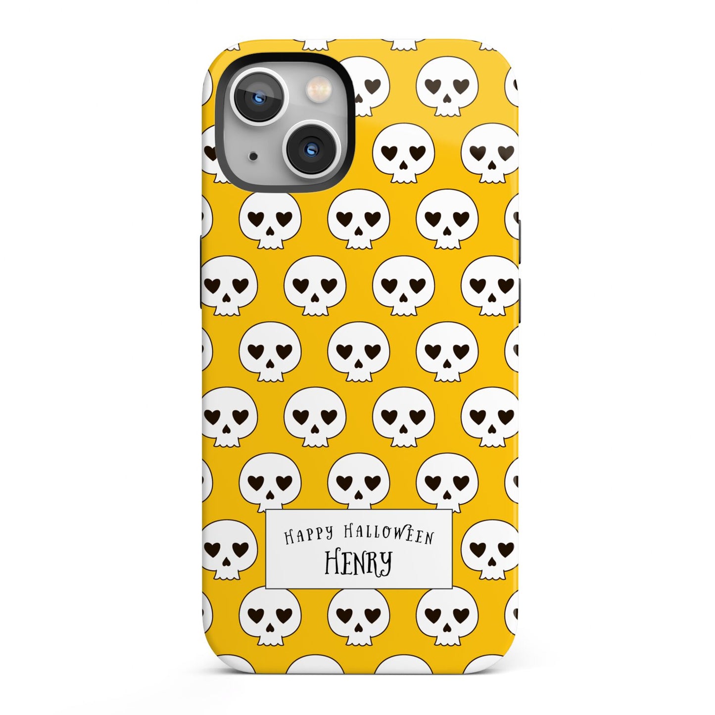 Personalised Halloween Heart Skulls iPhone 13 Full Wrap 3D Tough Case