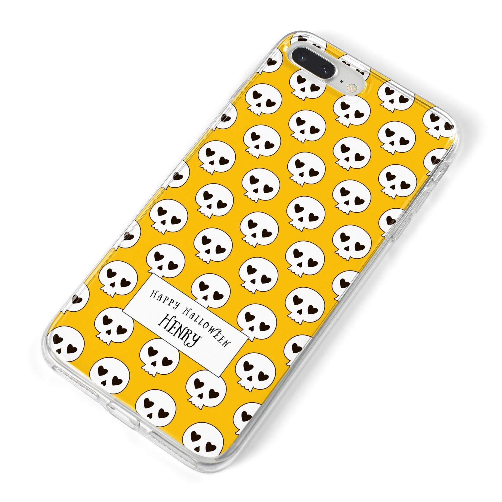 Personalised Halloween Heart Skulls iPhone 8 Plus Bumper Case on Silver iPhone Alternative Image