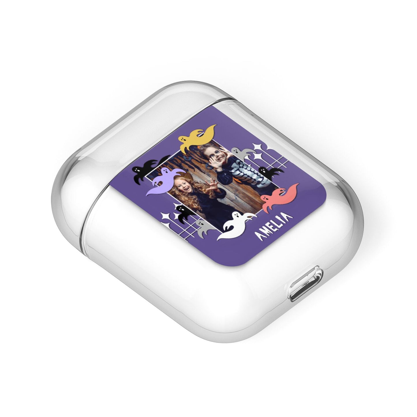 Personalised Halloween Photo Upload AirPods Case Laid Flat