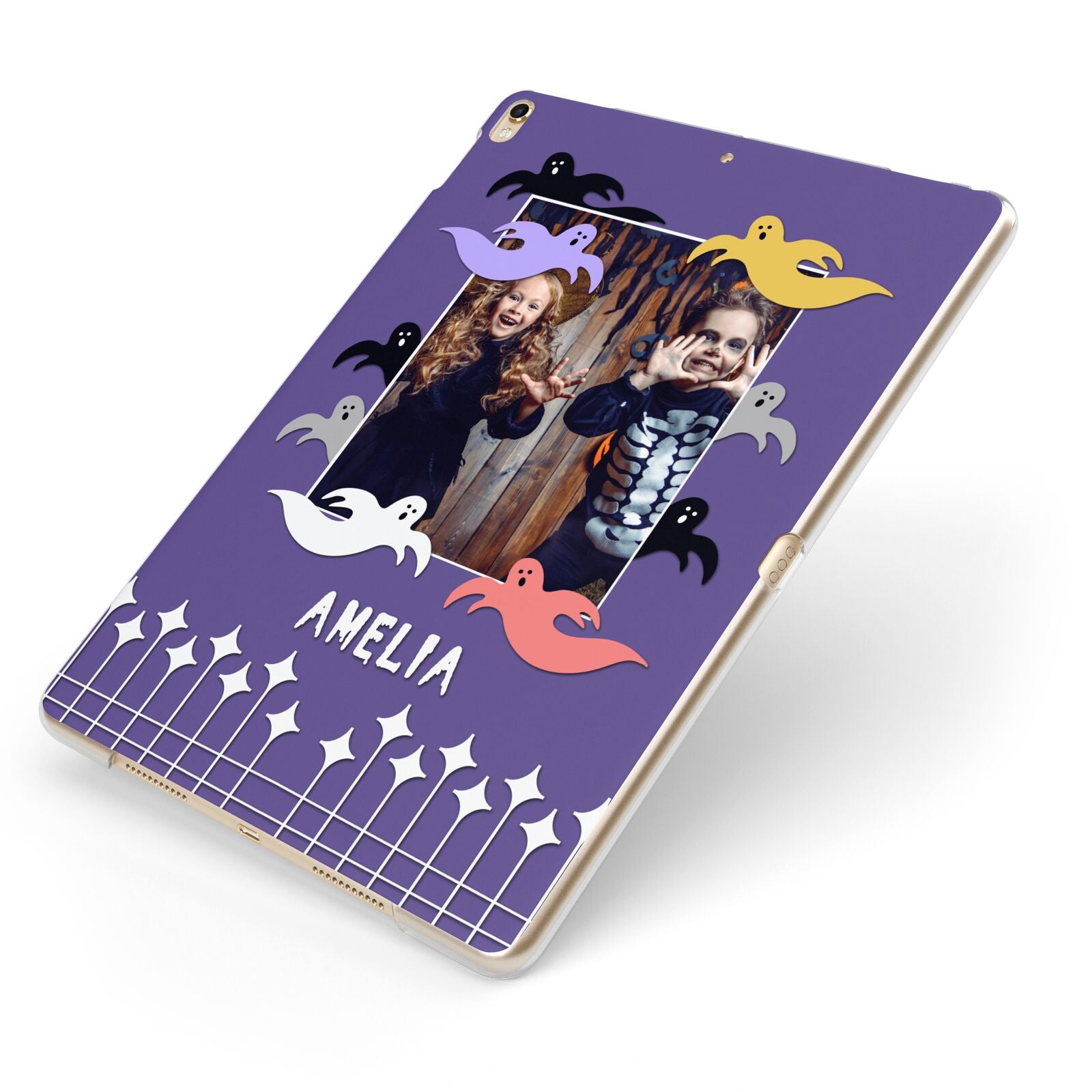 Personalised Halloween Photo Upload Apple iPad Case on Gold iPad Side View