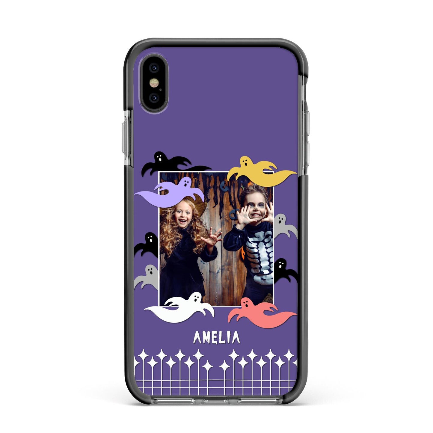 Personalised Halloween Photo Upload Apple iPhone Xs Max Impact Case Black Edge on Black Phone