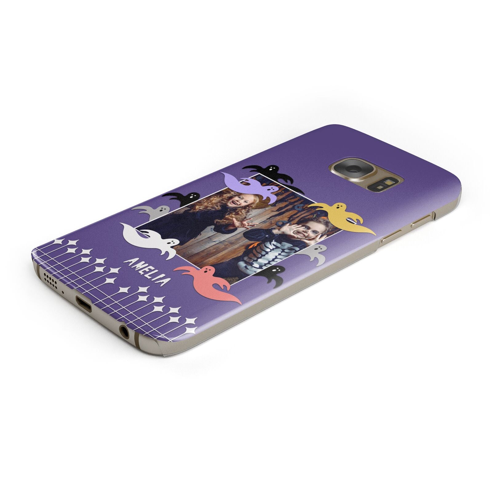 Personalised Halloween Photo Upload Protective Samsung Galaxy Case Angled Image