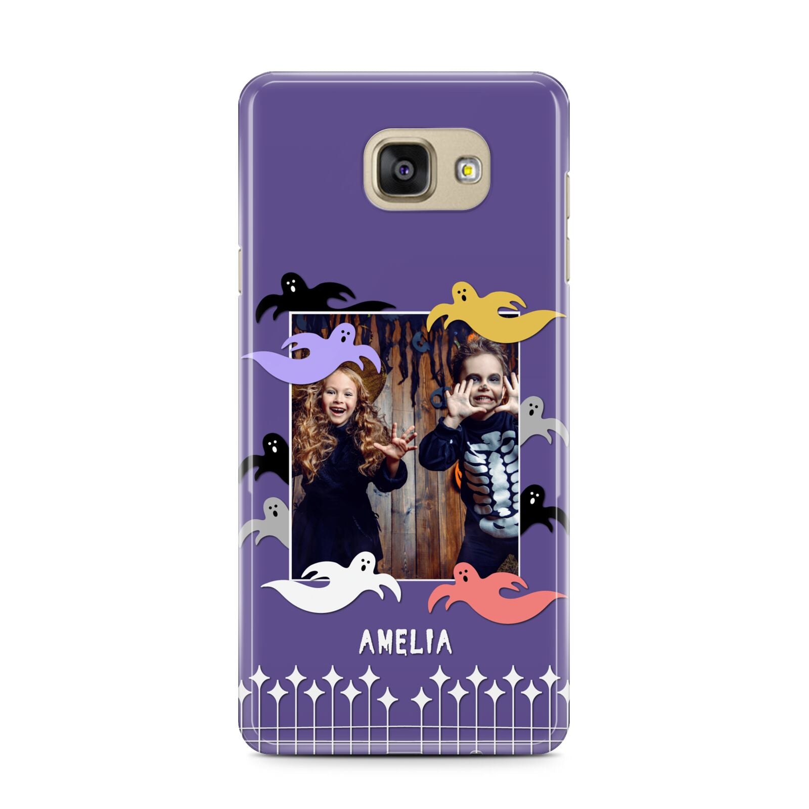 Personalised Halloween Photo Upload Samsung Galaxy A7 2016 Case on gold phone