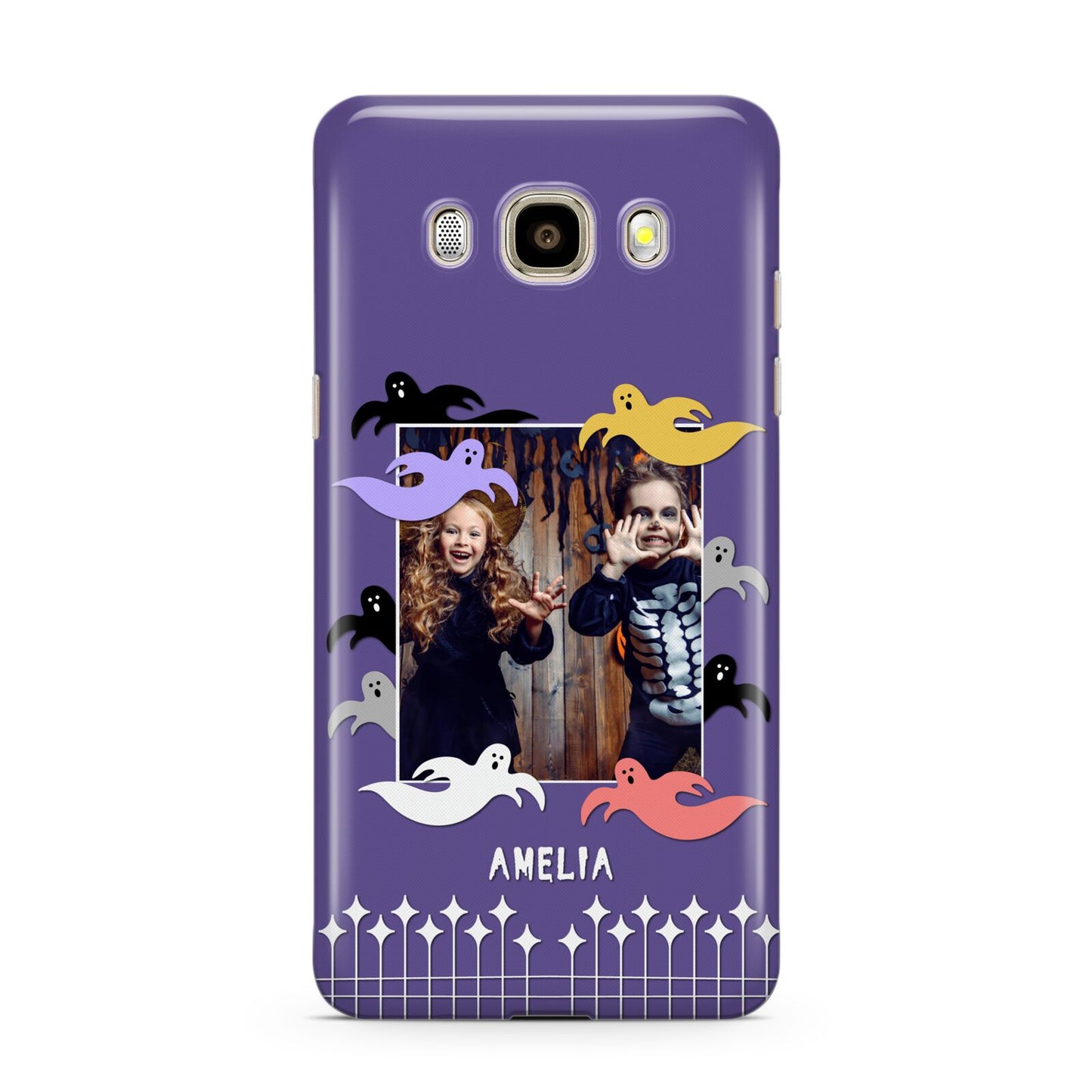 Personalised Halloween Photo Upload Samsung Galaxy J7 2016 Case on gold phone