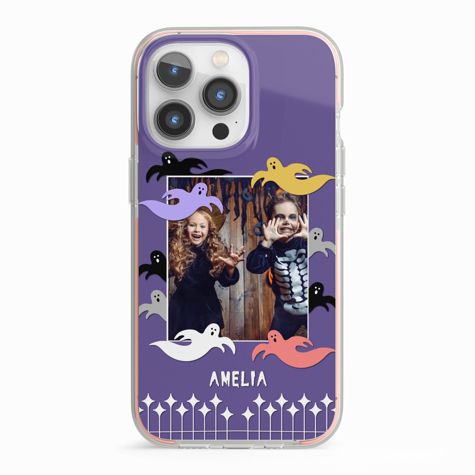 Personalised Halloween Photo Upload iPhone 13 Pro TPU Impact Case with Pink Edges