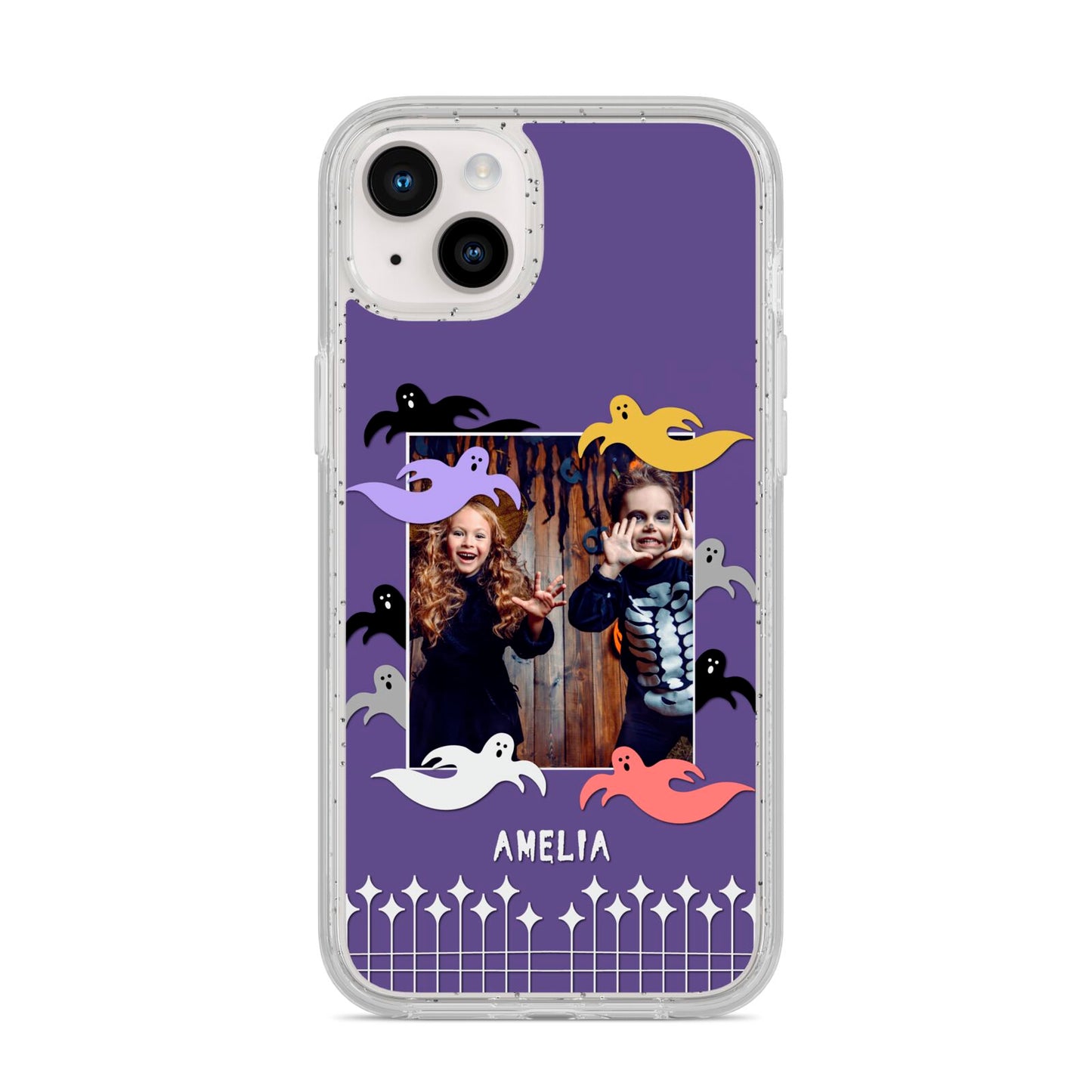 Personalised Halloween Photo Upload iPhone 14 Plus Glitter Tough Case Starlight