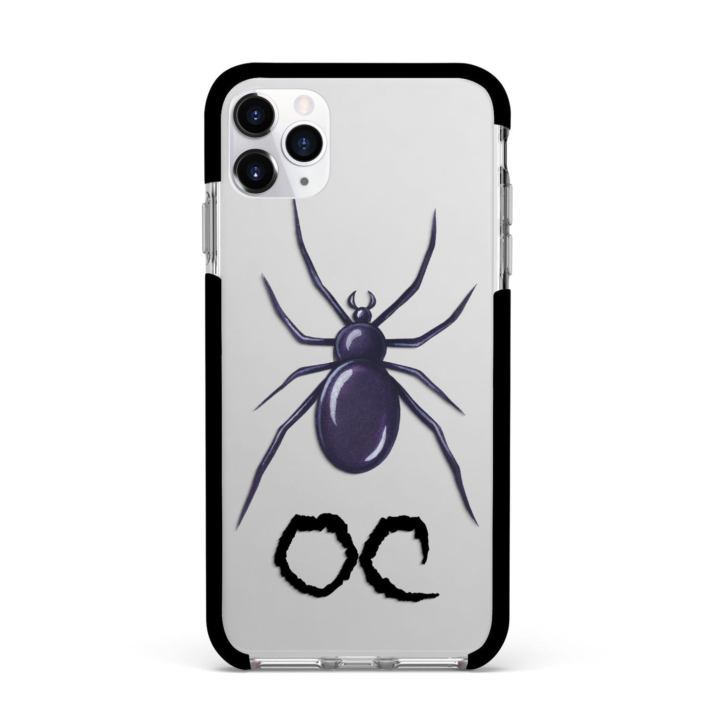 Personalised Halloween Spider Apple iPhone 11 Pro Max in Silver with Black Impact Case