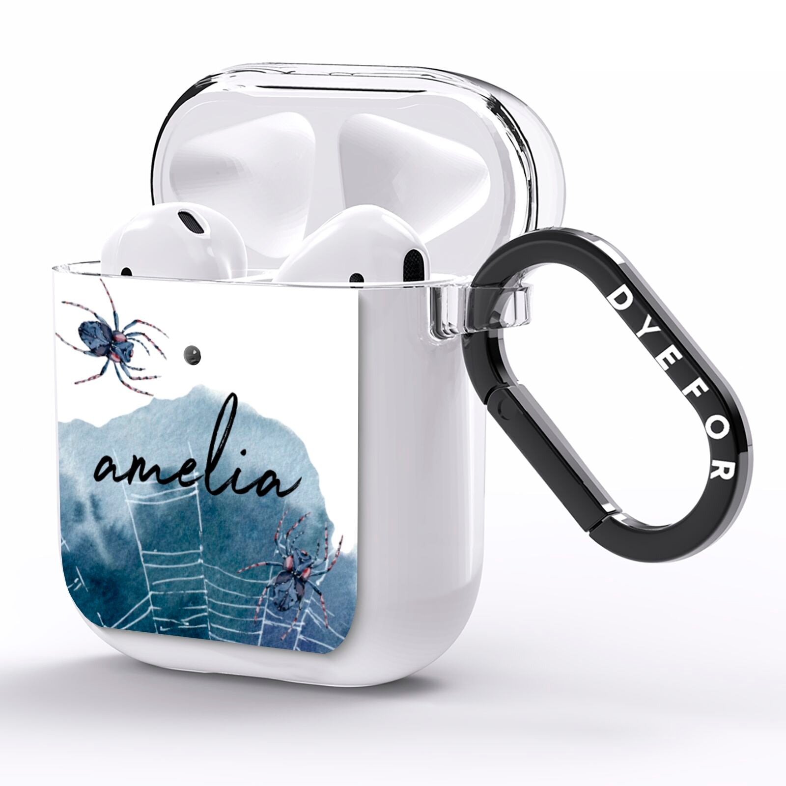 Personalised Halloween Spider Web AirPods Clear Case Side Image