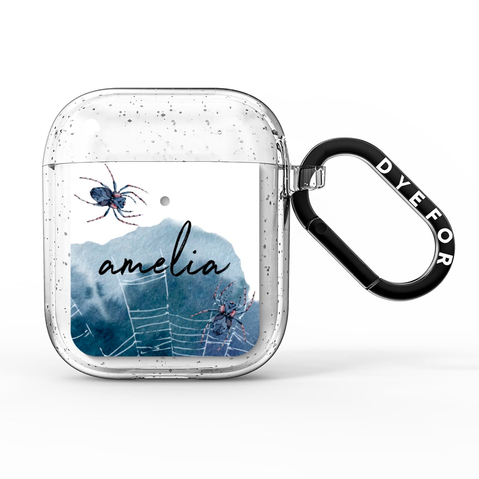 Personalised Halloween Spider Web AirPods Glitter Case