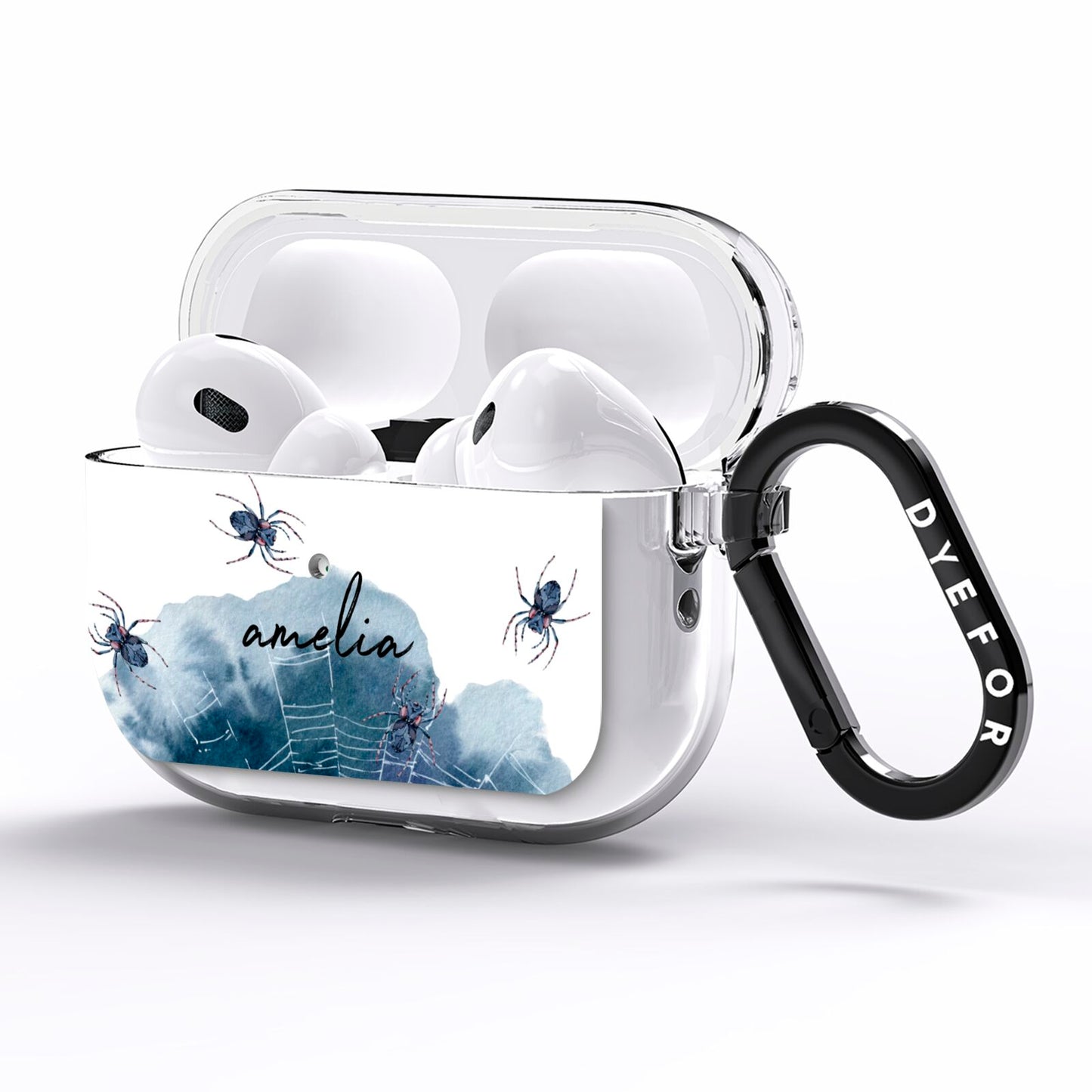 Personalised Halloween Spider Web AirPods Pro Clear Case Side Image