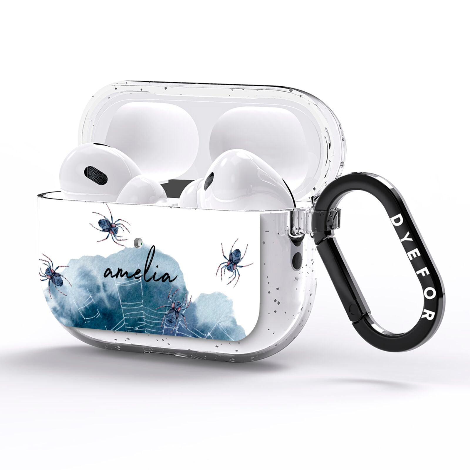 Personalised Halloween Spider Web AirPods Pro Glitter Case Side Image