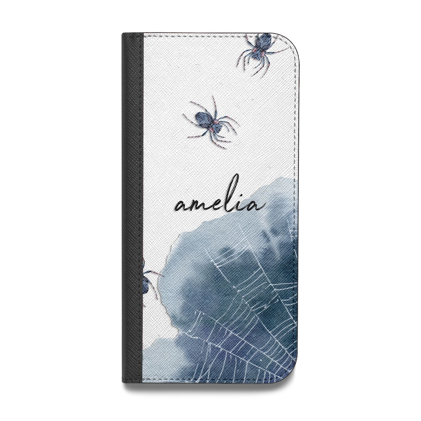 Personalised Halloween Spider Web Vegan Leather Flip iPhone Case