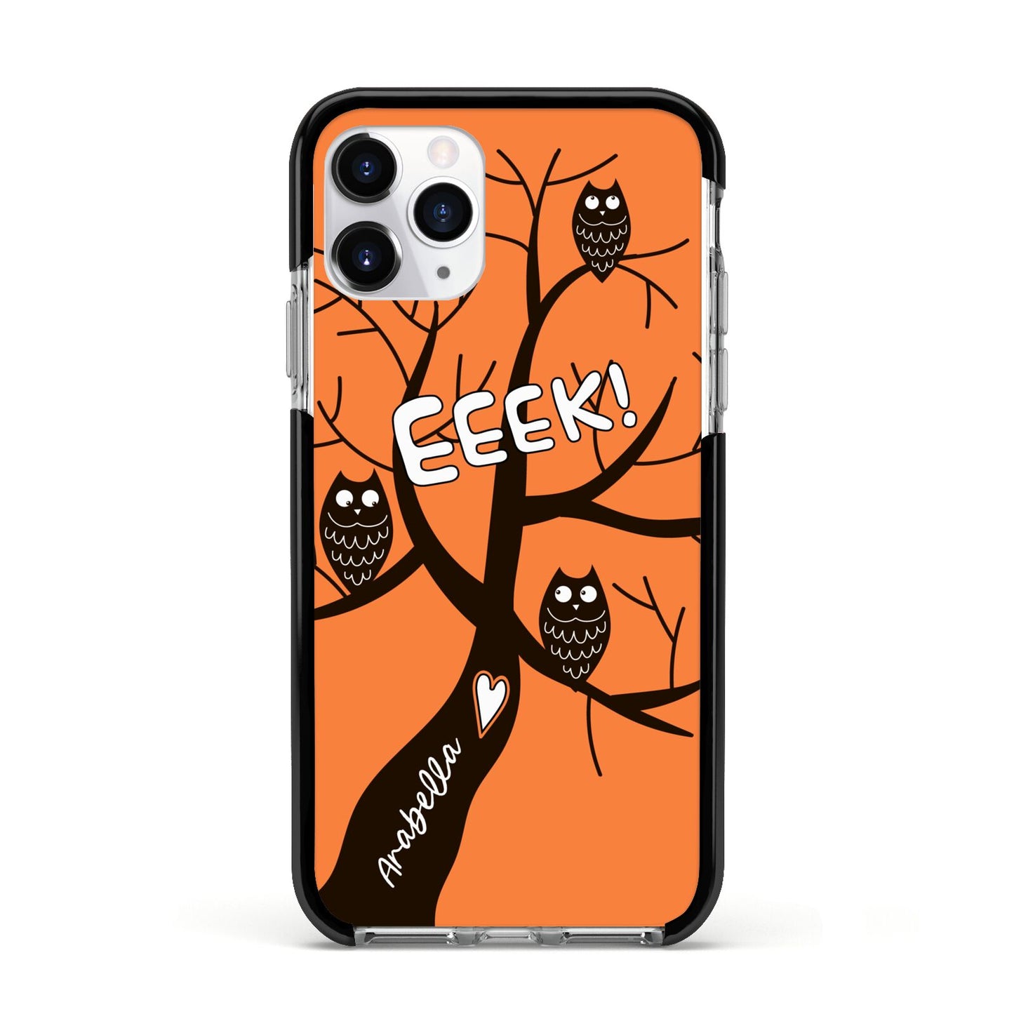 Personalised Halloween Tree Apple iPhone 11 Pro in Silver with Black Impact Case