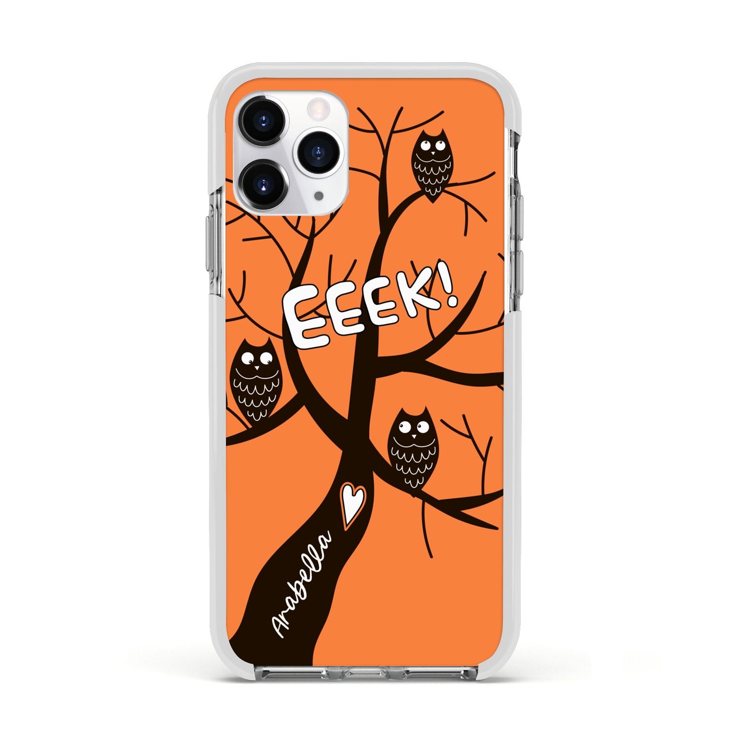 Personalised Halloween Tree Apple iPhone 11 Pro in Silver with White Impact Case