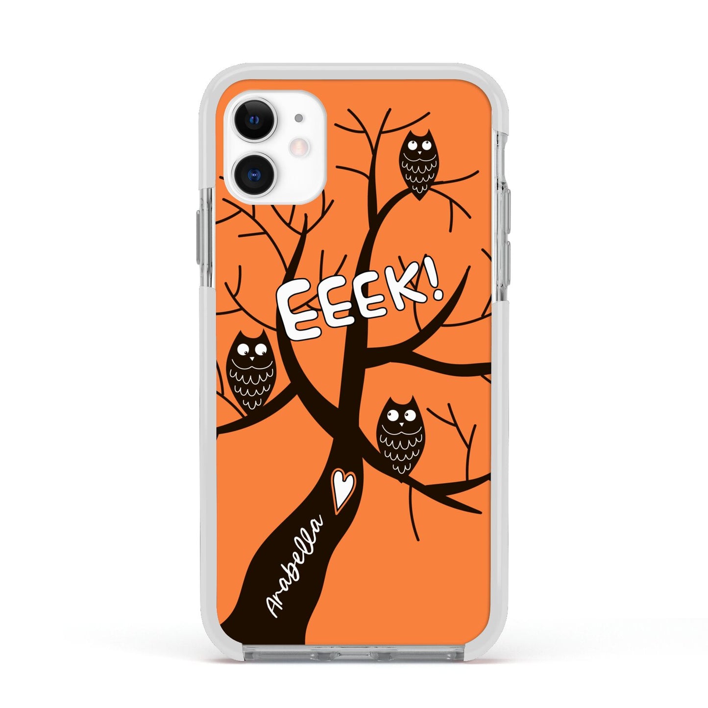 Personalised Halloween Tree Apple iPhone 11 in White with White Impact Case