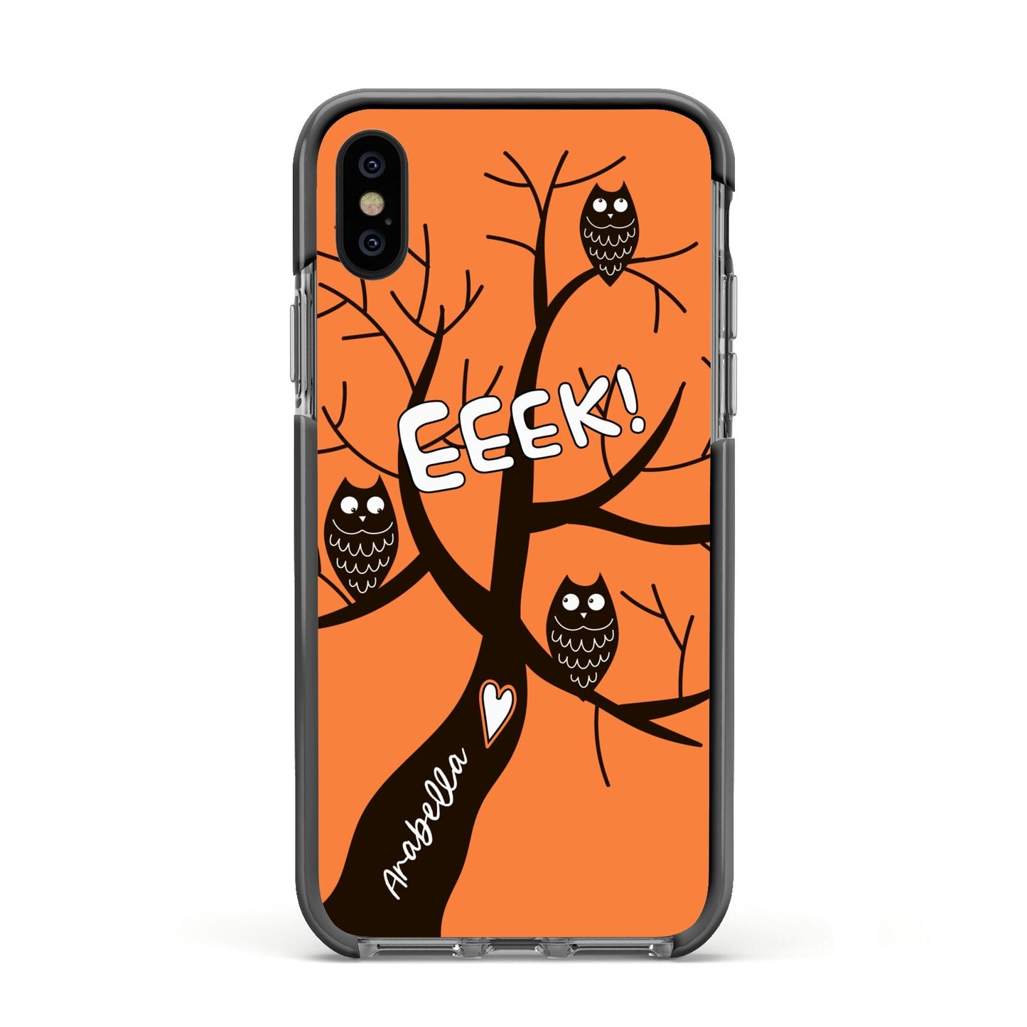 Personalised Halloween Tree Apple iPhone Xs Impact Case Black Edge on Black Phone