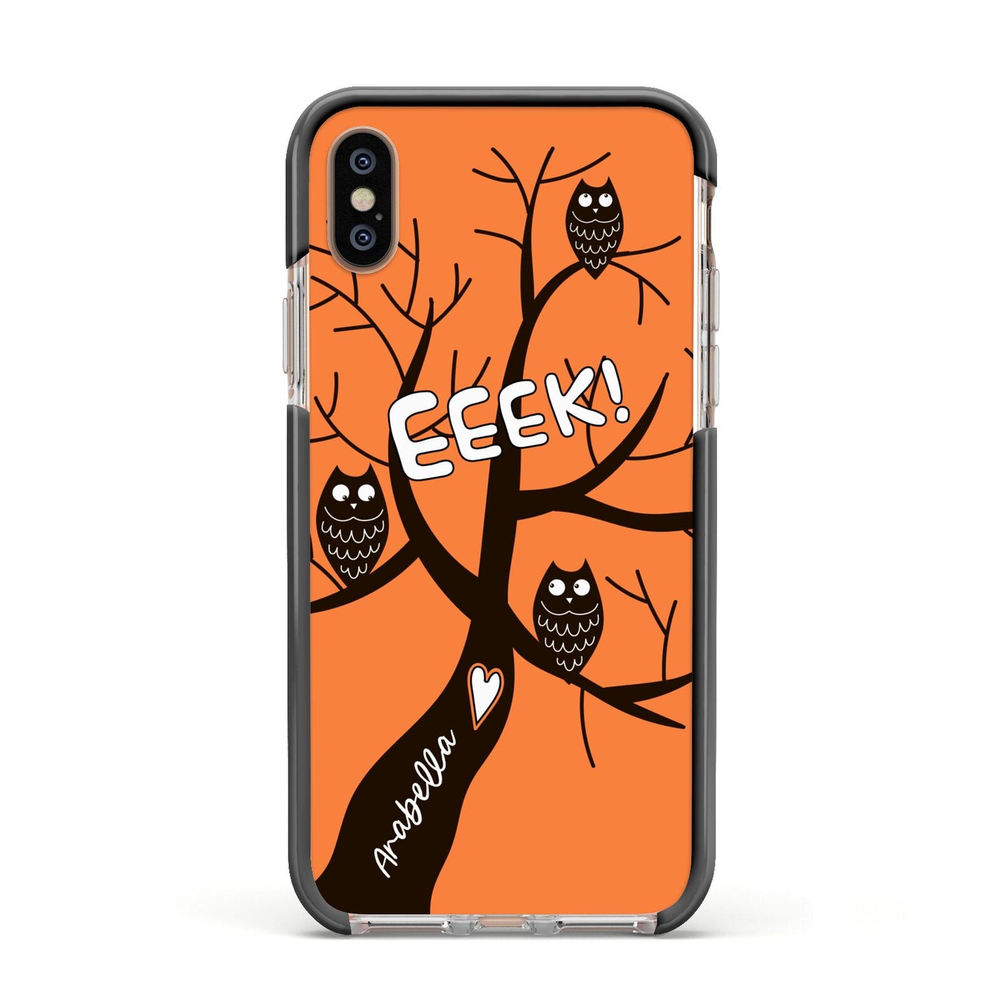 Personalised Halloween Tree Apple iPhone Xs Impact Case Black Edge on Gold Phone